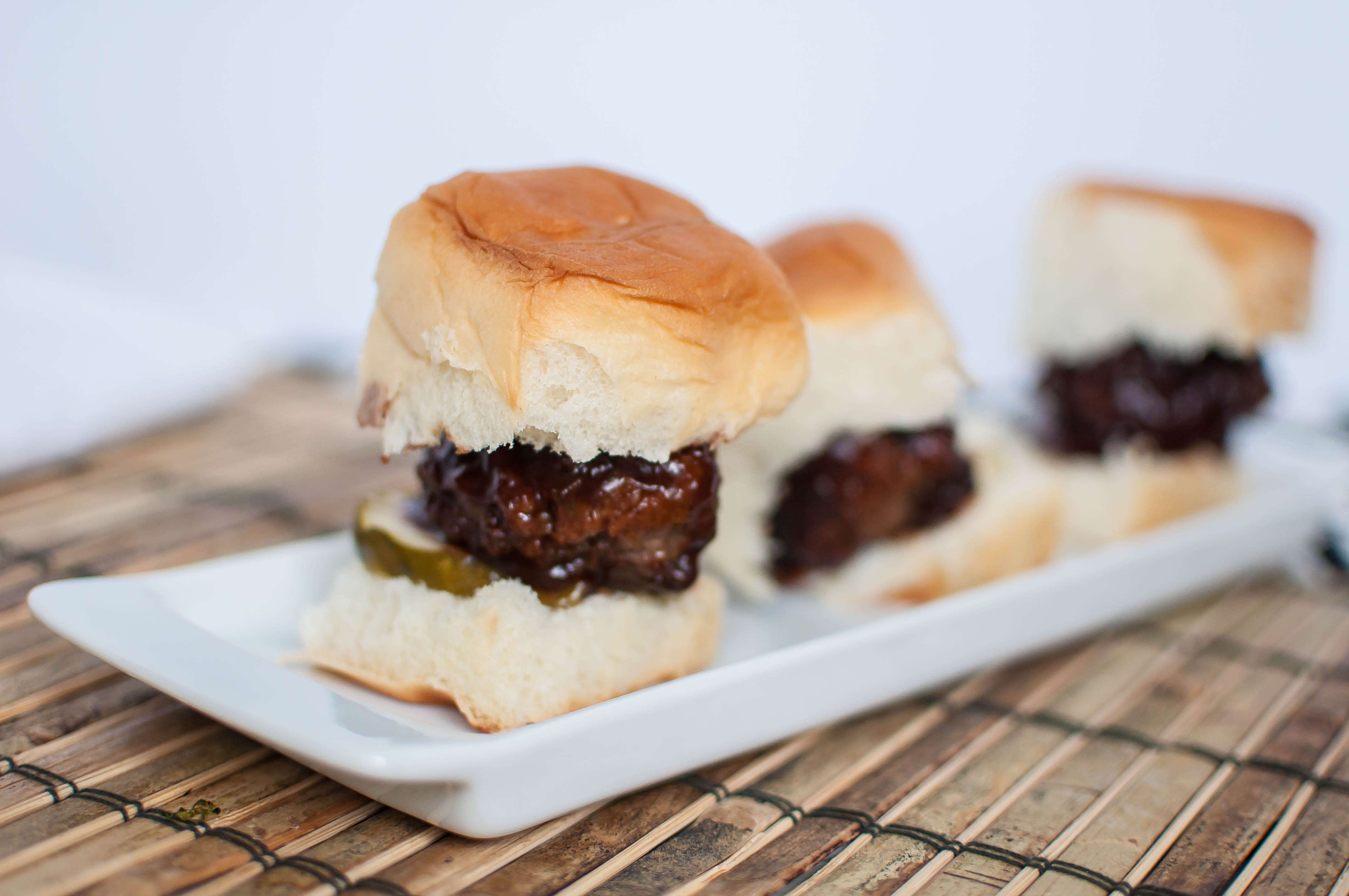 Cheddar Stuffed BBQ Meatball Sliders