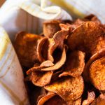 BBQ Sweet Potato Chips are super crunchy and flavorful. A fun snack to make for parties or movie night.