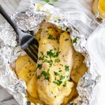 Honey Mustard Chicken and Potato Foil Packs are a simple weeknight dinner the whole family will love. Chicken breasts, thinly sliced potatoes and a simple homemade honey mustard sauce.