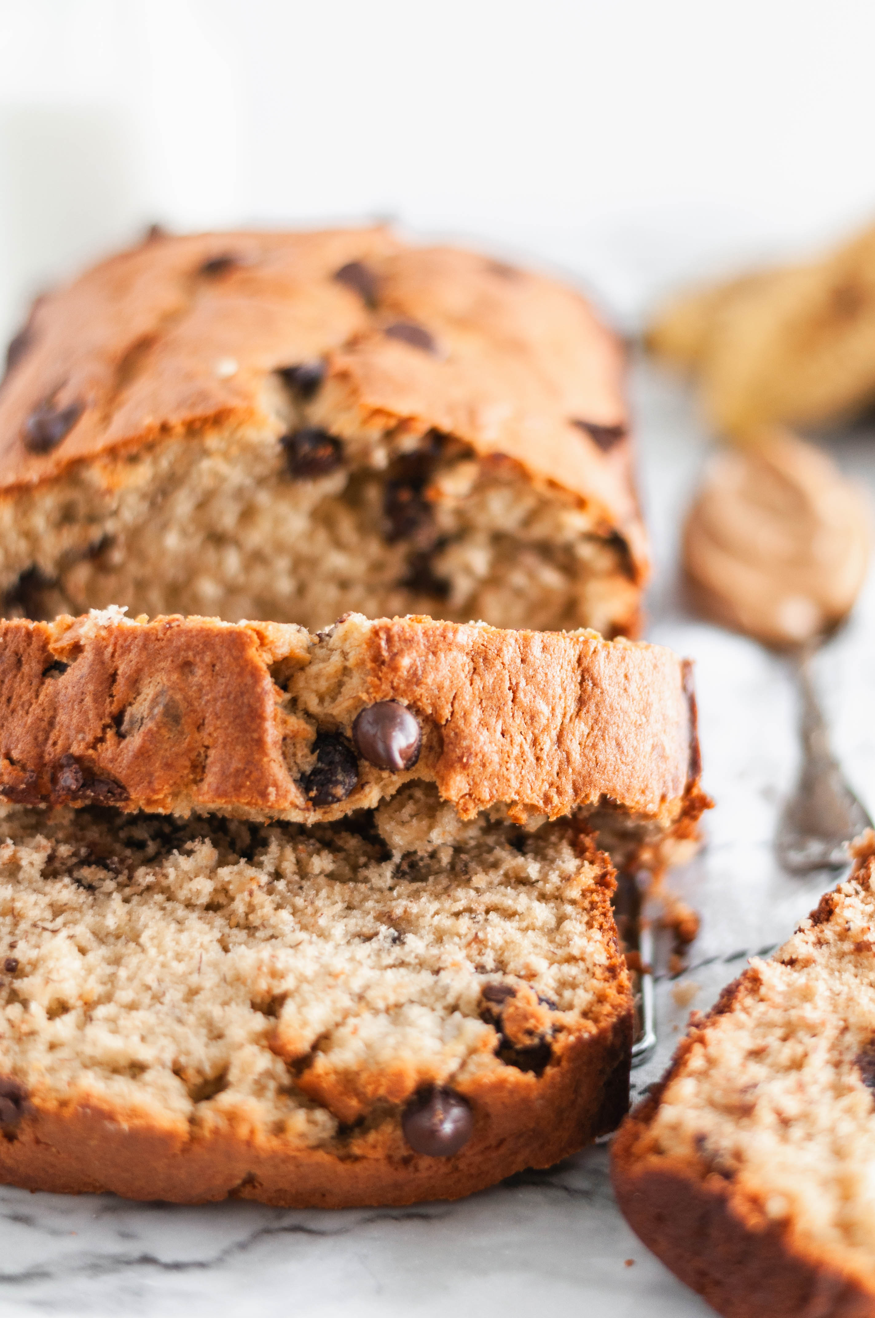 This Peanut Butter Banana Bread with Chocolate Chips is simple to make with ingredients you most likely already have at home. Packed full of banana and peanut butter flavor with a sprinkling of chocolate chips.