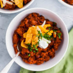 Chili season is upon us and this Chipotle Chili is my favorite. It’s the perfect amount of hearty, smoky and spicy all in one bowl.