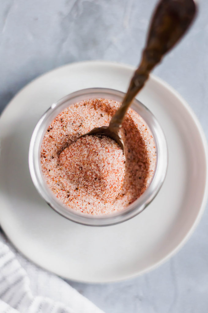 Skip the store-bought stuff and make your own Homemade Seasoned Salt. Mix it up in minutes with ingredients already in your cabinet.