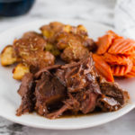 Slow Cooker French Onion Roast is simple yet full of flavor. Perfect comfort food on a chilly winter night. Simple ingredients slow cook all day to make the richest, most delicious pot roast.