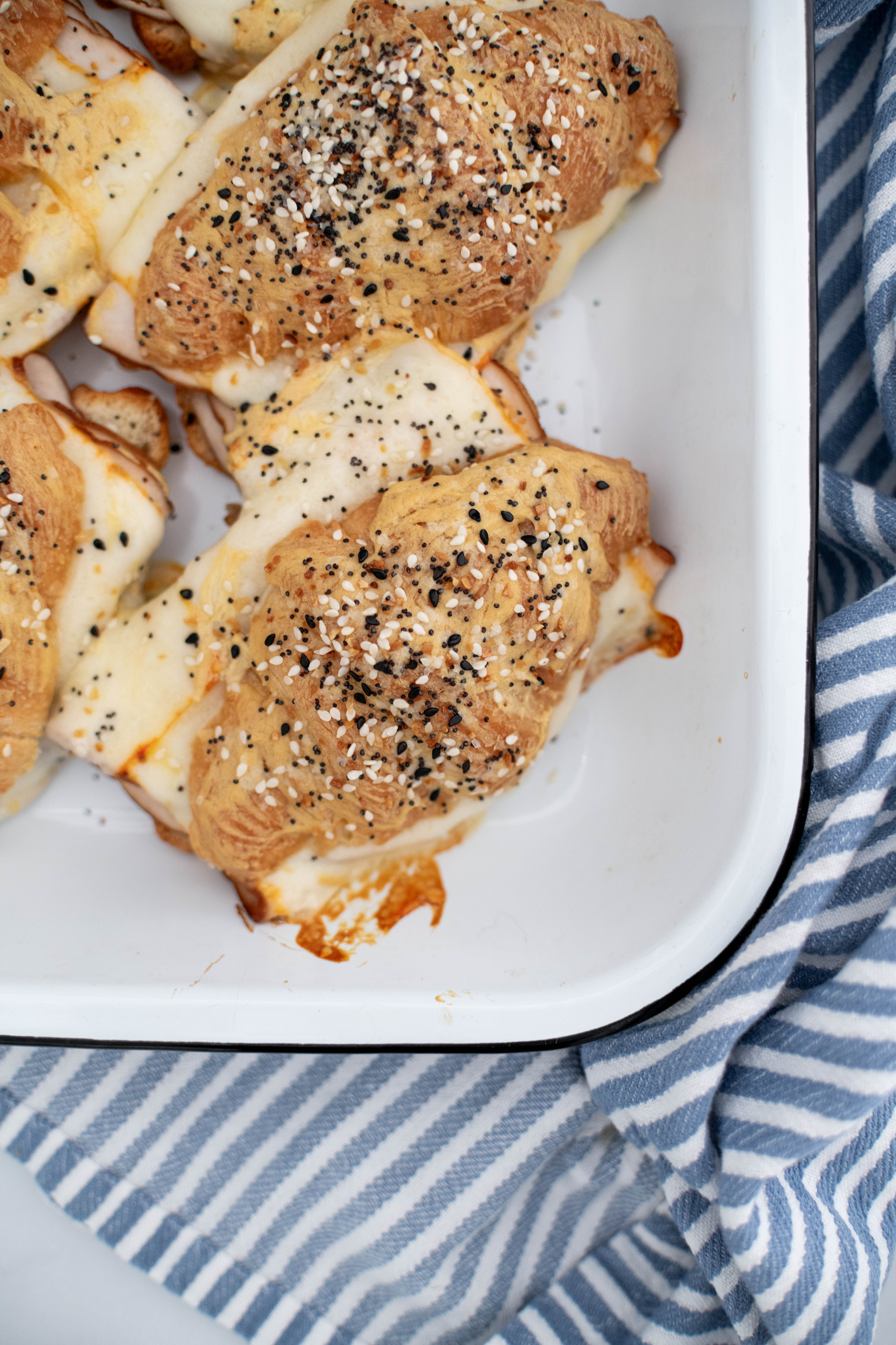 Baked Turkey Croissants in a 13x9 pan.